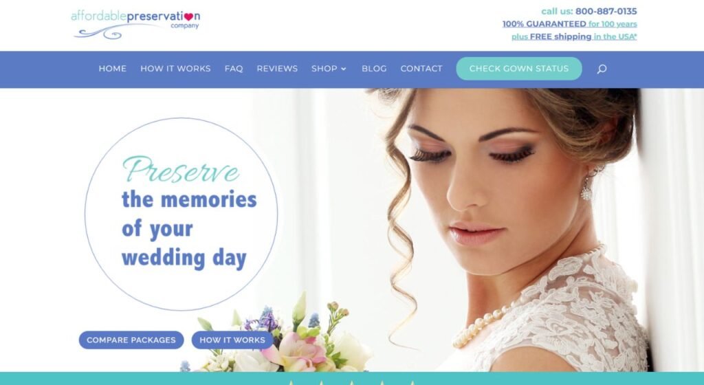 Homepage of Affordable Preservation Company's website