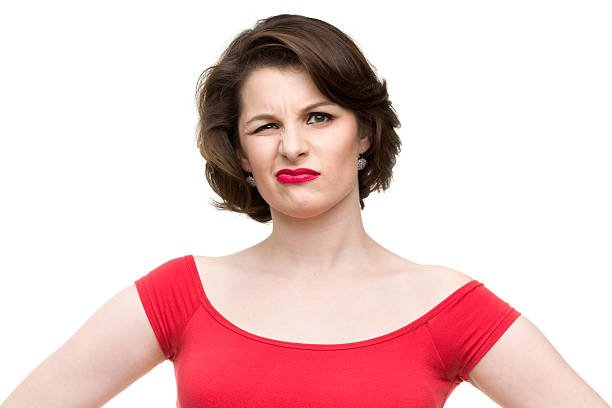 Portrait of a woman on a white background.