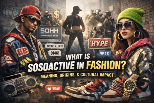 Modern streetwear outfits reflecting sosoactive fashion culture, influenced by hip-hop, internet hype, and bold urban styling